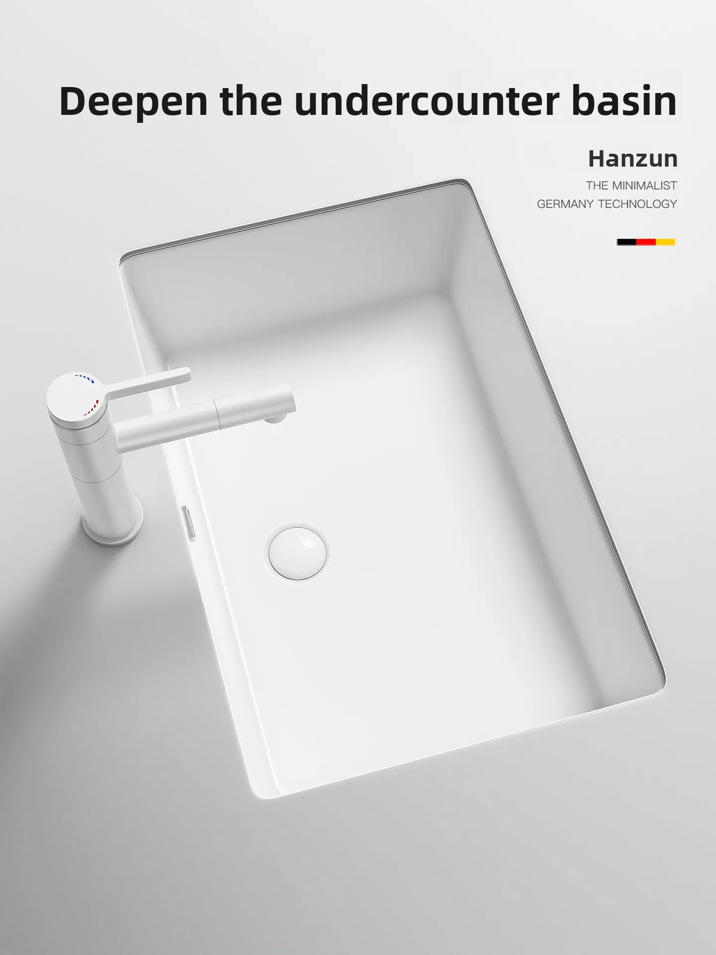 Cx deepened 16cm flat bottom square under the counter basin ceramic wash basin bathroom balcony embedded