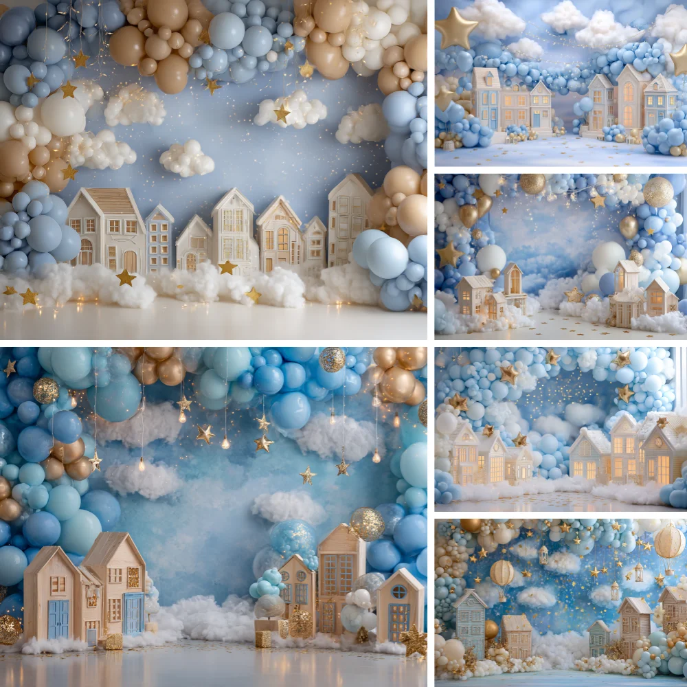 Newborn Baby Shower Backdrop Balloons Urban Architecture Interior Room Baby 1st Birthday Party Decor Photography Background