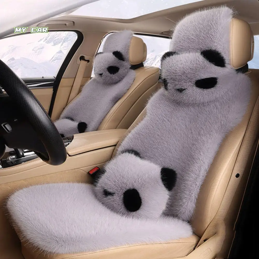 

Non-slip Car Plush Cushion Neck Protection Pillow Soft Auto Seat Cushion Universal Cotton Panda Backrest Lumbar Support Traval