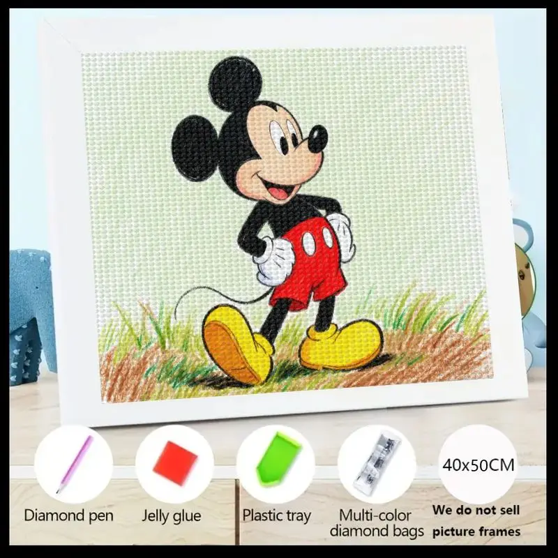

1 шт., милый мультфильм Микки Мауса, 5D DIY, полный дрель, набор для алмазной живописи, сверкающий набор для вышивки стразами для детей и A