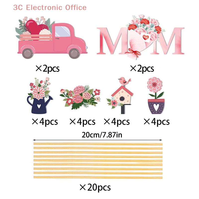 Mother's Day Paper Floral Craft 20pcs Paper Floral Design Vase Insert Table Decorations Flower Arrangement Party Supplies