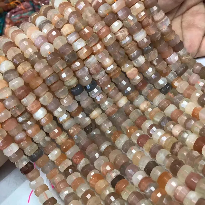 

1string Sunstone roundelle faceted 10*5mm wholesale for DIY jewelry necklace 38cm LOOSE BEADS