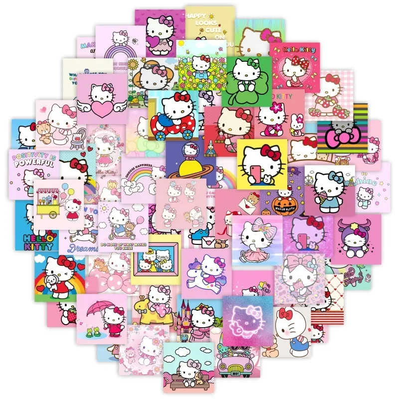 63Pcs Sanrio Anime Hello Kitty Stickers Cartoon Kawaii DIY Kids Decals for Scrapbook Luggage Girl Decoration Stickers Toys Gift