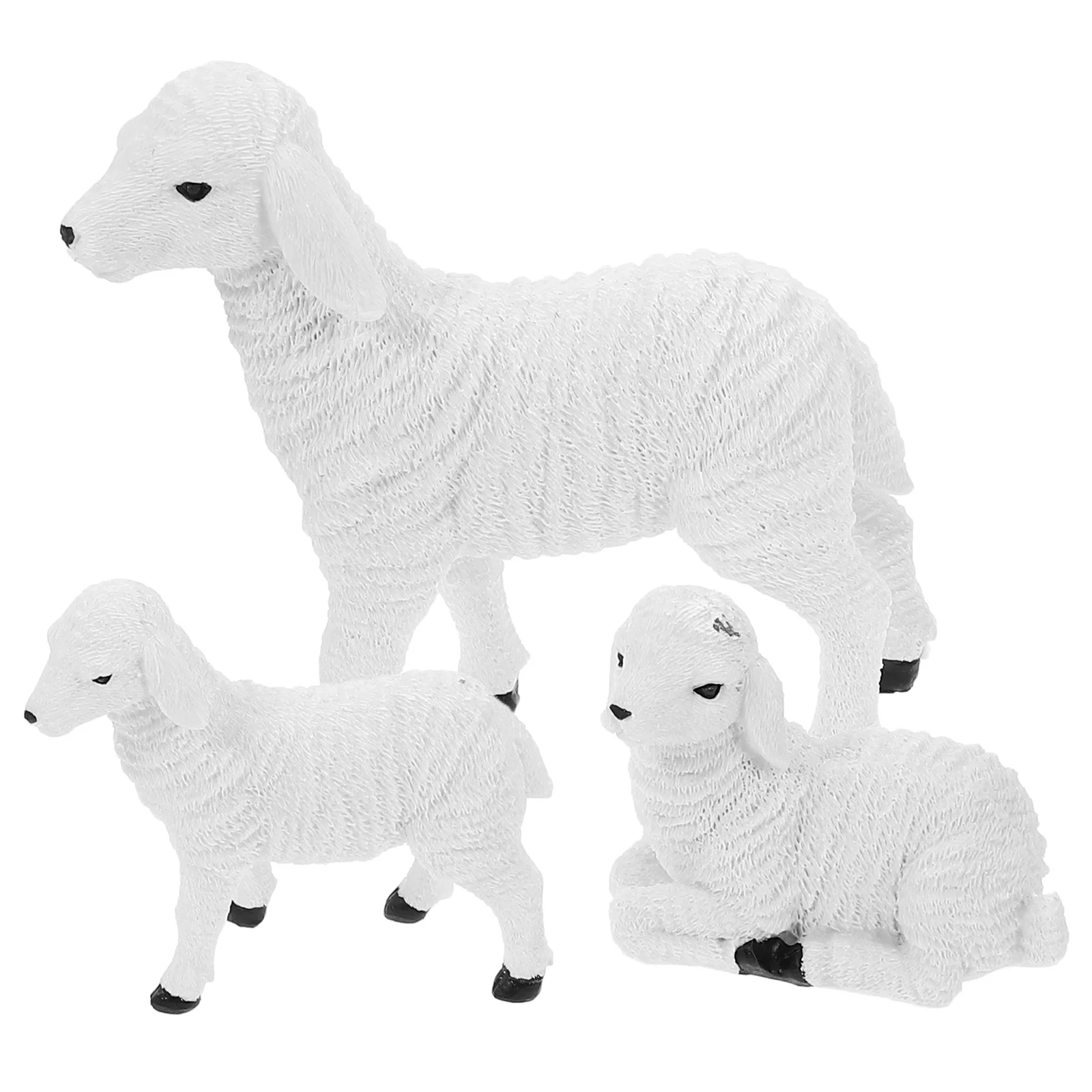 3 قطعة نابض بالحياة الراتنج الأغنام الحلي مصغرة خروف المنحوتات حديقة المنزل في الهواء الطلق ديكور الراتنج الأغنام تمثال #2