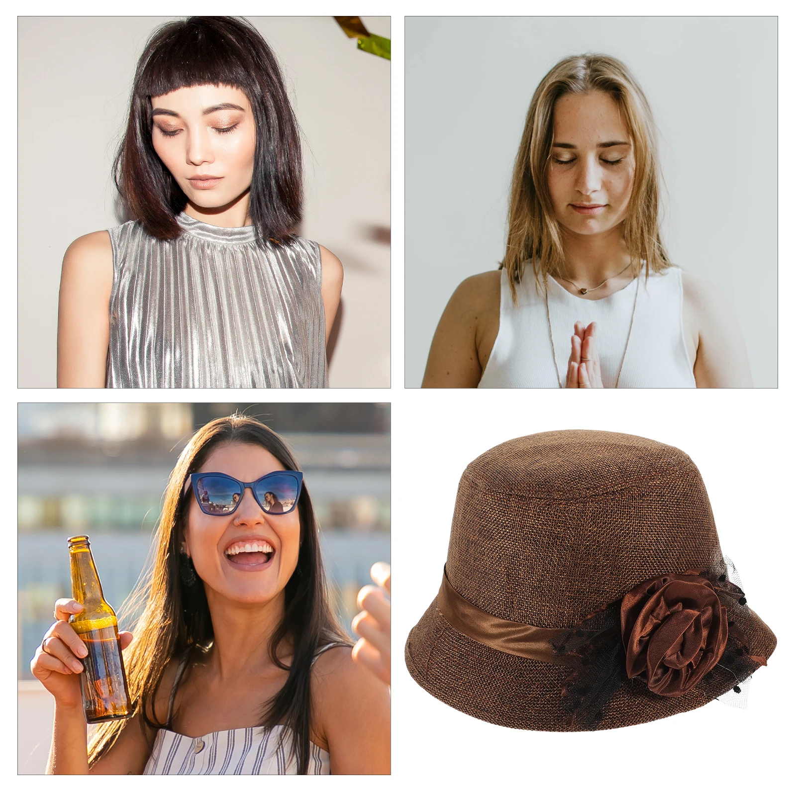 

Bucket Hat for Women Church Style Elegant Lace Trim Warm Fashion Hat Vintage Tea Party Outdoor Casual Wear Stylish Headwear