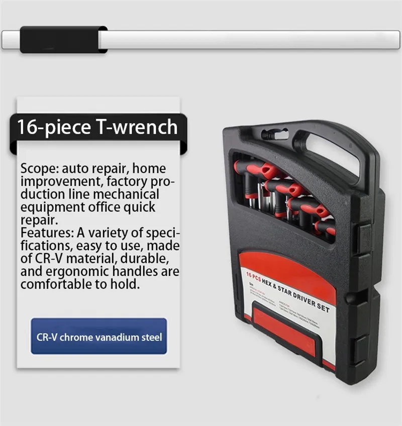 Imagem -04 - Chave Torx T10-t50 e Chave Hexagonal H2-h10 Conjunto de Chave de Ponta Esférica com Chave Estrela Conjunto de Chaves de Reparo Conjunto de Ferramentas Manuais Ferramentas de Cromo Vanádio 16 Peças