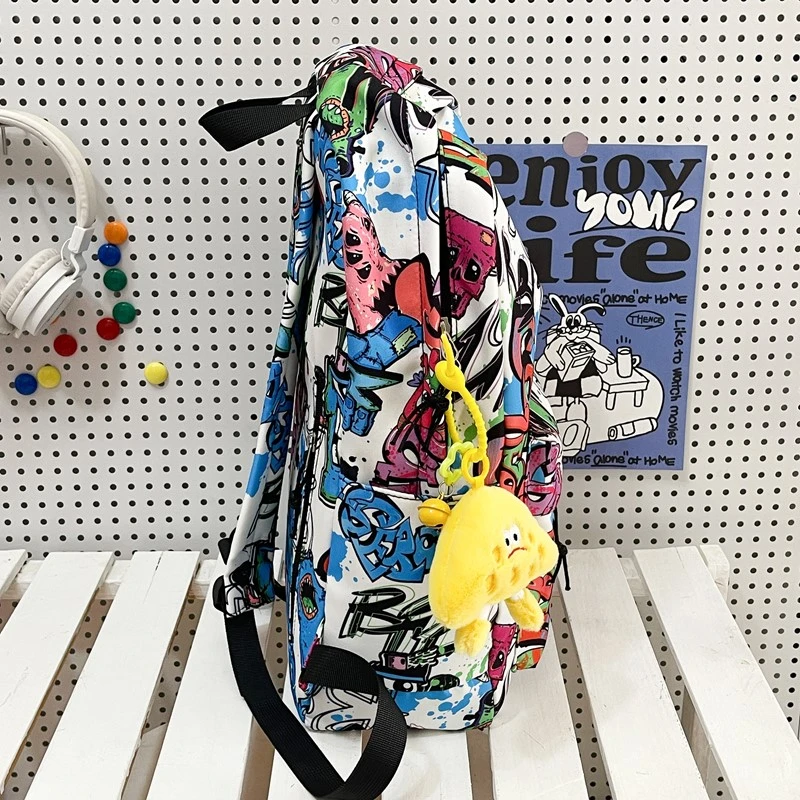 Large Capacity Graffiti Pattern Backpacks New In 2025 Waterproof Nylon School Bags Colourful Leisure Or Travel Bags Women