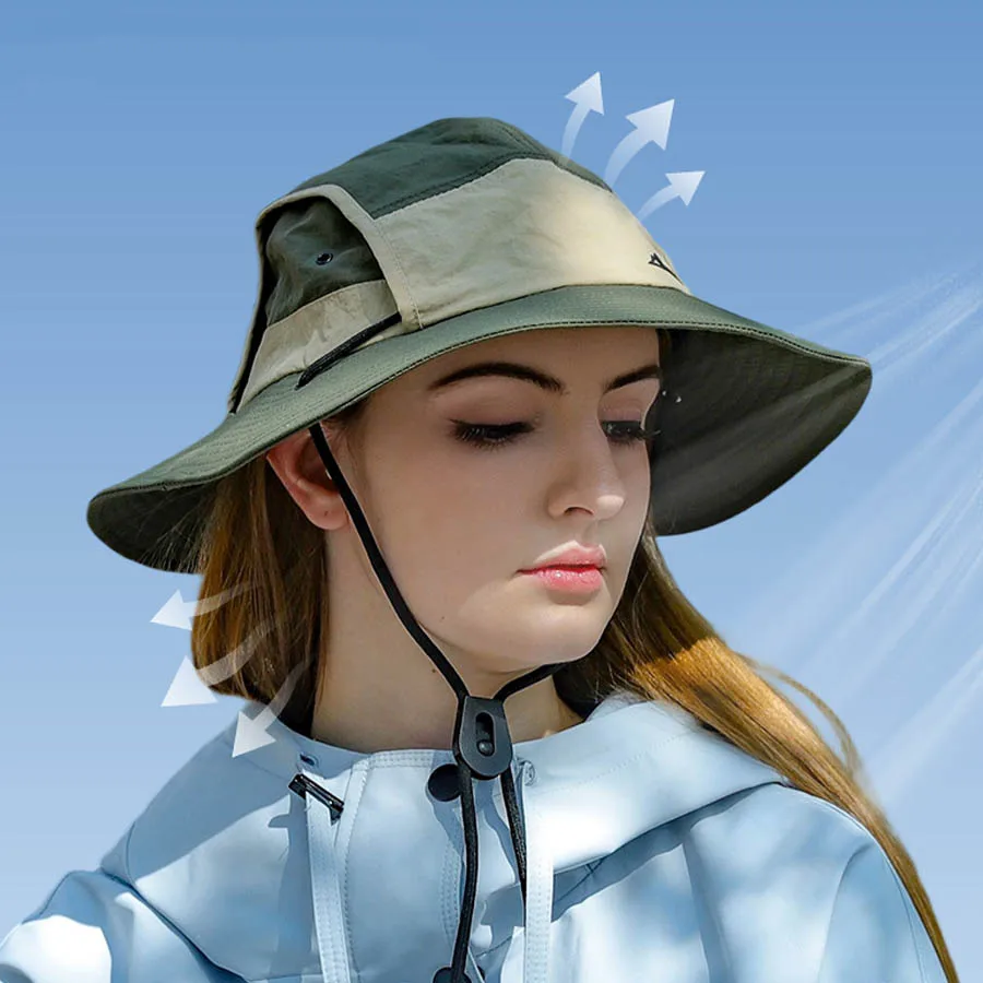 Nuovo cappello da pescatore estivo a tesa larga cappello da sole da alpinismo impermeabile ad asciugatura rapida per protezione solare da ciclismo all'aperto per uomo e donna