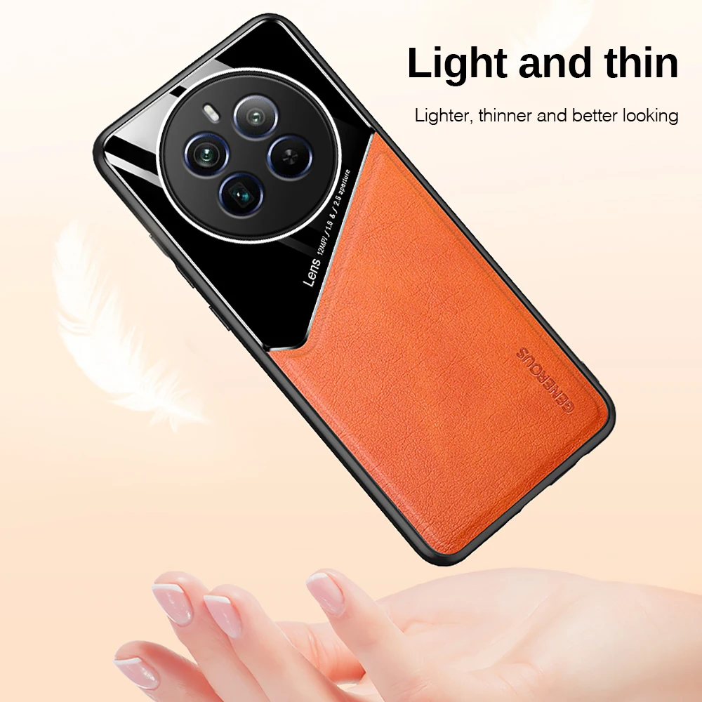 Realmi 12 Pro Plus 5G Case Car Magnetic Holder Leather Cover For Realme 12 Pro+ 5G TPU Soft Frame Protect Fundas On Realme12Pro+