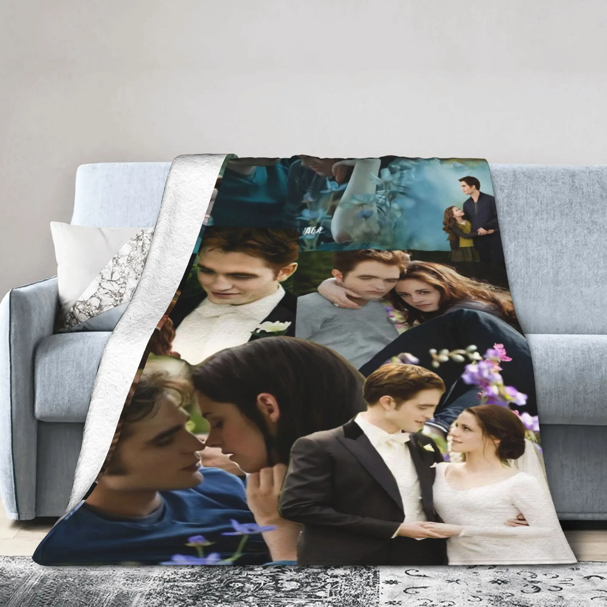 The Twilight Saga Movie Knitted Blanket Fleece Bella Edward Vampire Super Warm Throw Blanket for Bed Bed Rug