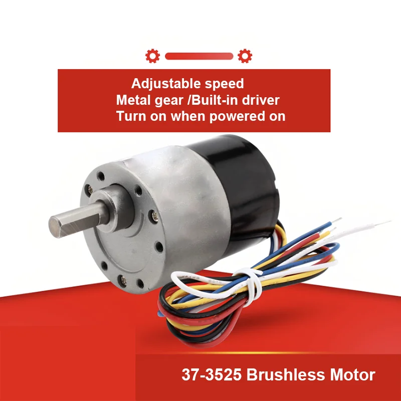 12v 24v Brushless DC Gear Motor 37mm Diameter Gearbox Low Noise Long Life High Torque Silent Bldc Gearmotor JGB37-3525