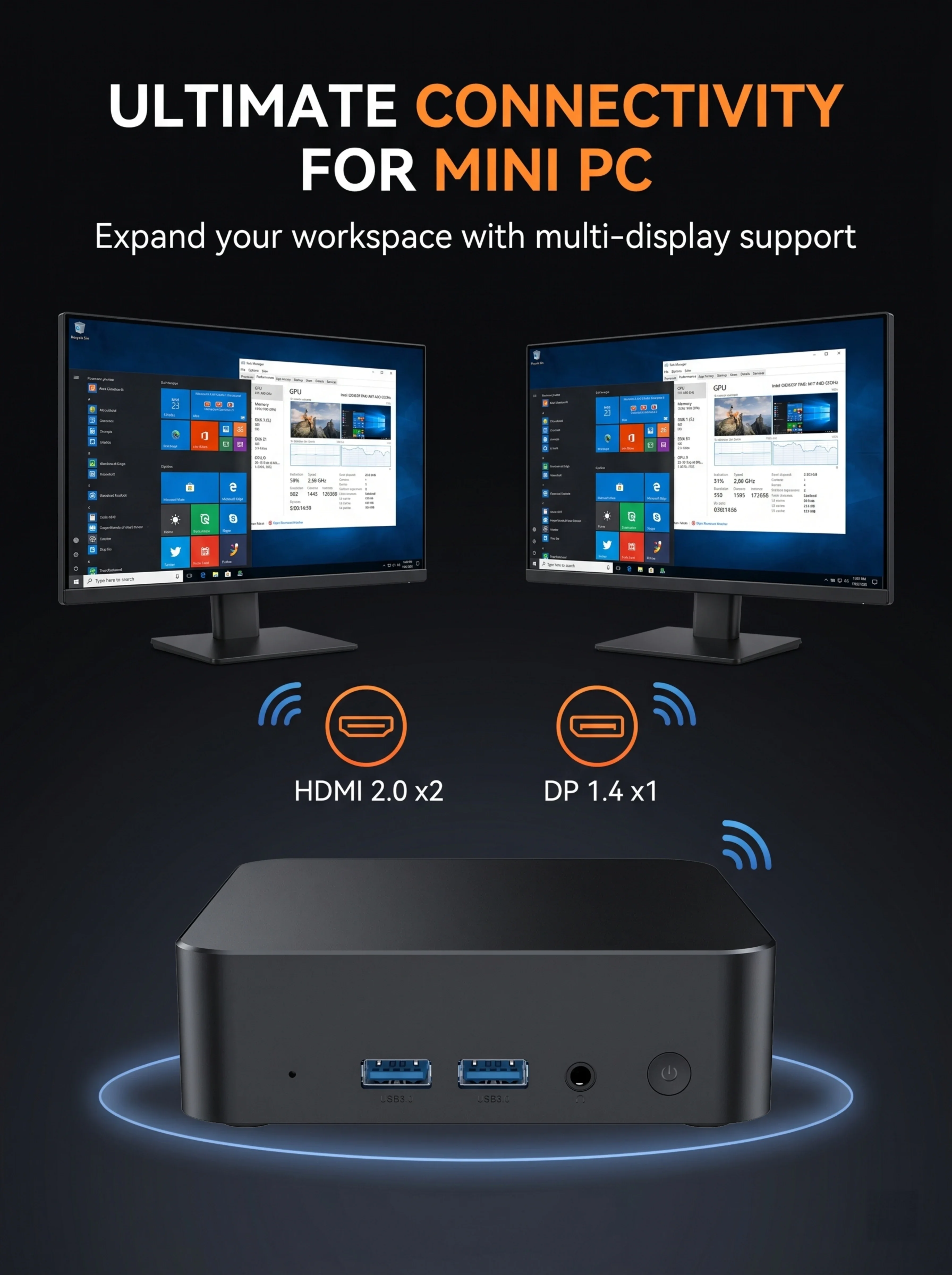 2026 New Intel Core I7 8650U Mini PC Windows 11 Pro 32GB+2TB Ultra Compact Silent Desktop Computer Dual HDMI Business Office