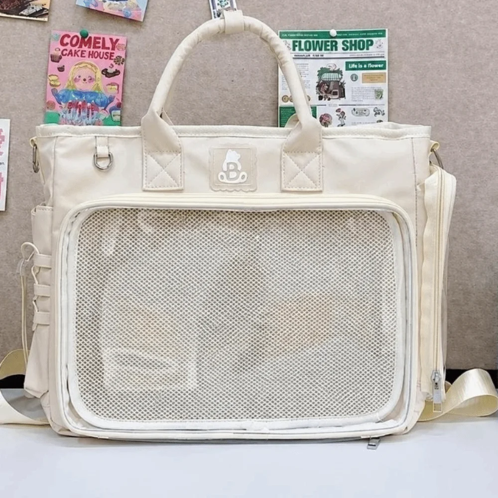 Square Shape Female Transparent Backpack Lightweight Adjustable Strap Multifunctional Shoulder Bag Versatile Large Capacity