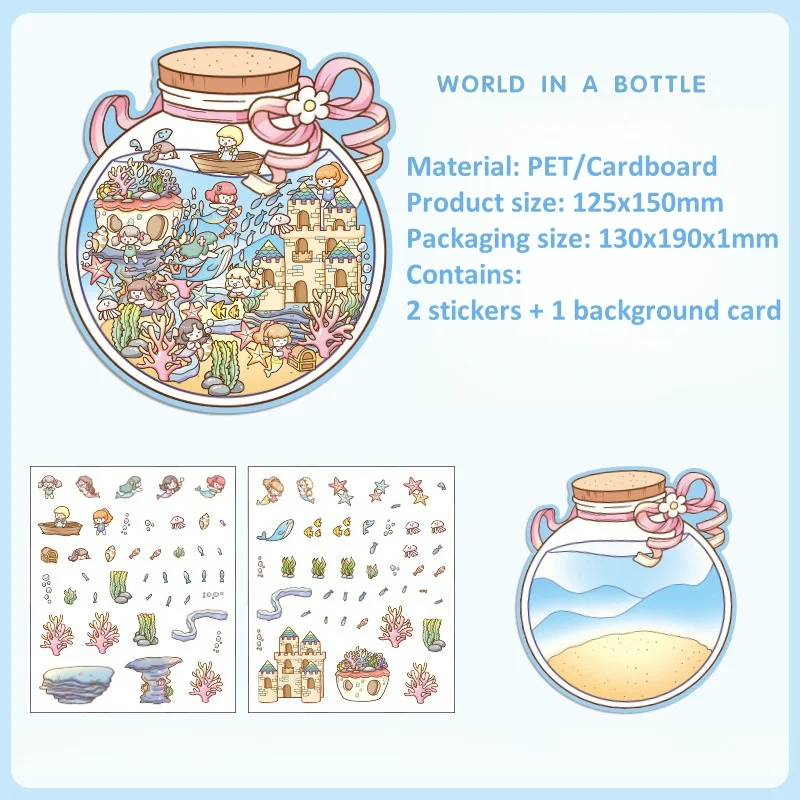 3D Landscape Sticker Cartoon Water Bottle DIY Pocket Cabin Scene Stacking And Pasting Gift For Kid Child Student