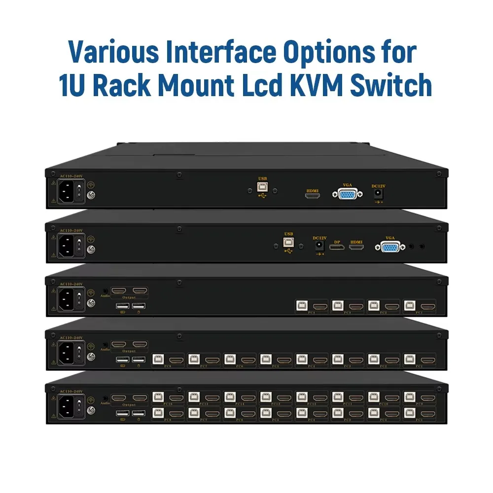 17.3 Inch LED Integrated 8 Port VGA KVM Switch 1U Rack Mount Drawer Console 1080P Display For Data Center Management