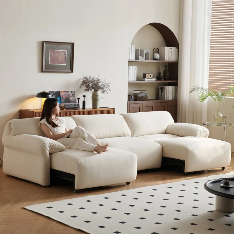 

Electric sofa Multifunctional fabric sofa Living room Straight row Three people can lie down and sleep
