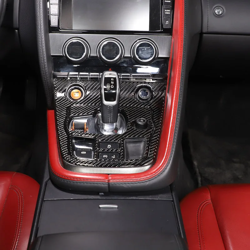 For Jaguar F-TYPE 2013-2022 Soft carbon fibre Interior Modification Center Control Trim Strip Door Trim Sticker Car Accessories