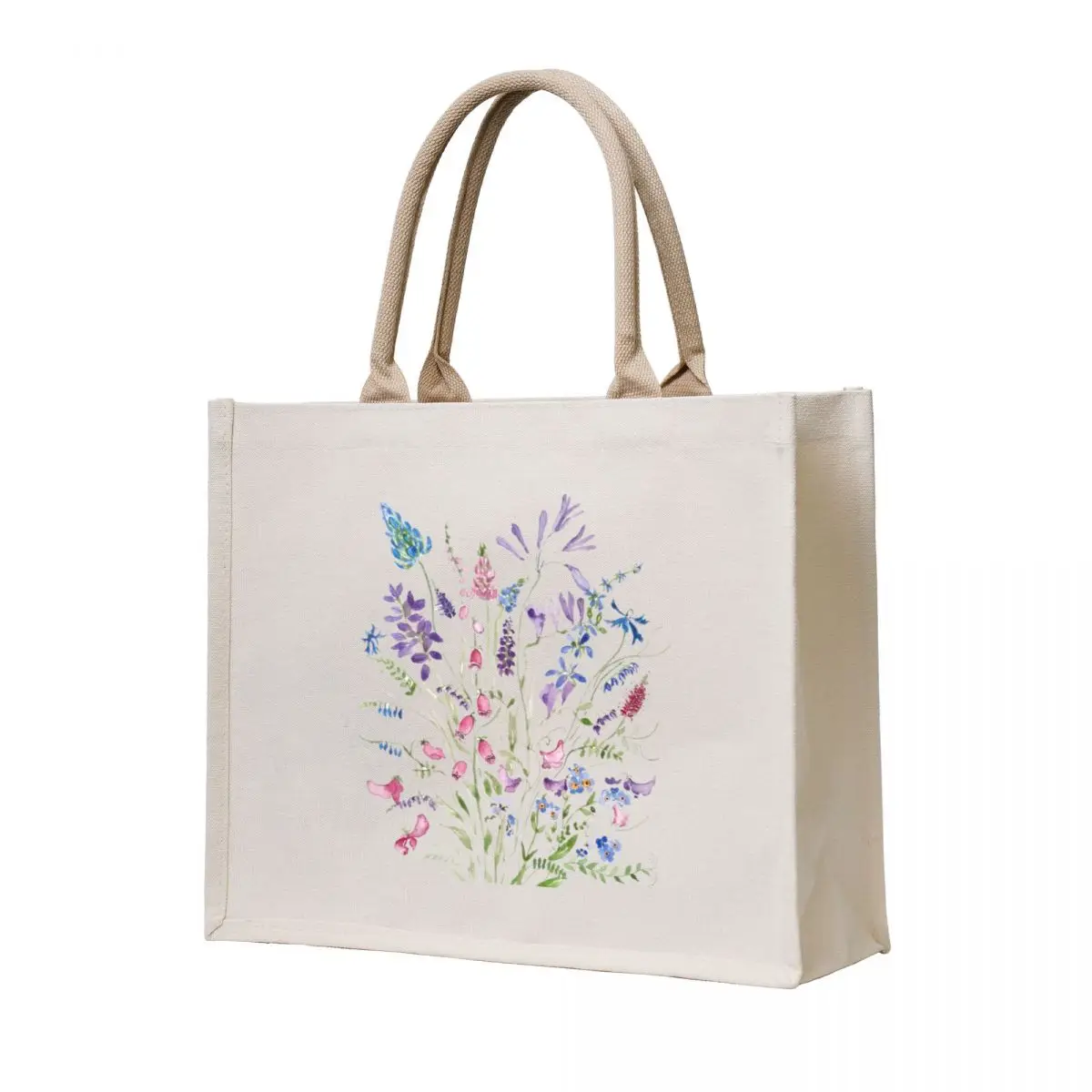 

hand painted vintage wild flowers arrangement watercolor 2020 Tote Bag Cloth bag reusable shopping bag personalized tote