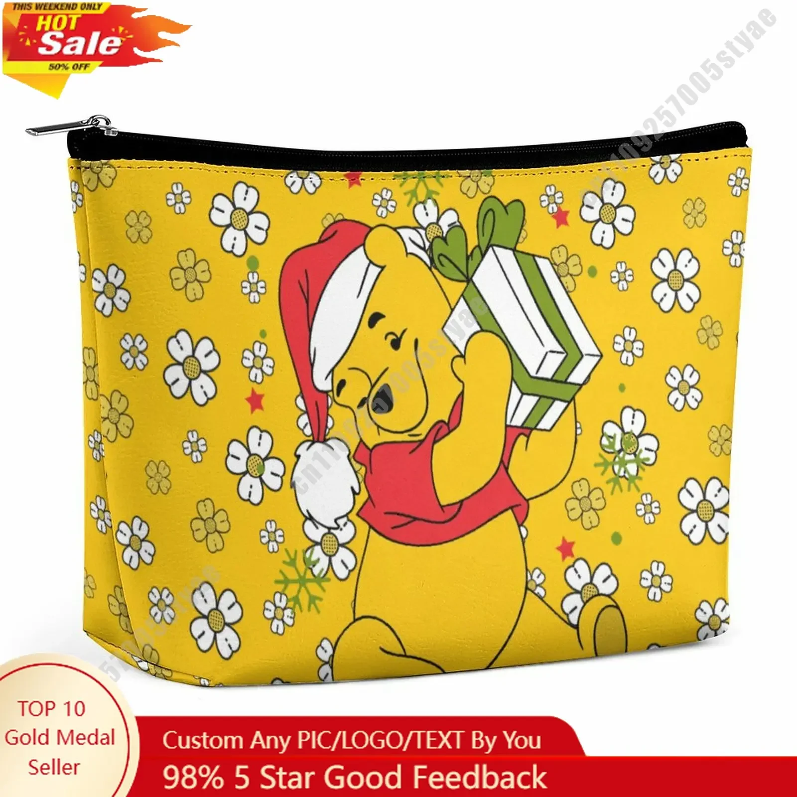 

Winnie The Pooh Cosmetic Bag Disney Cartoon DIY Customized Graphic Design Personalized Creation Holiday Gift Cosmetic Storage