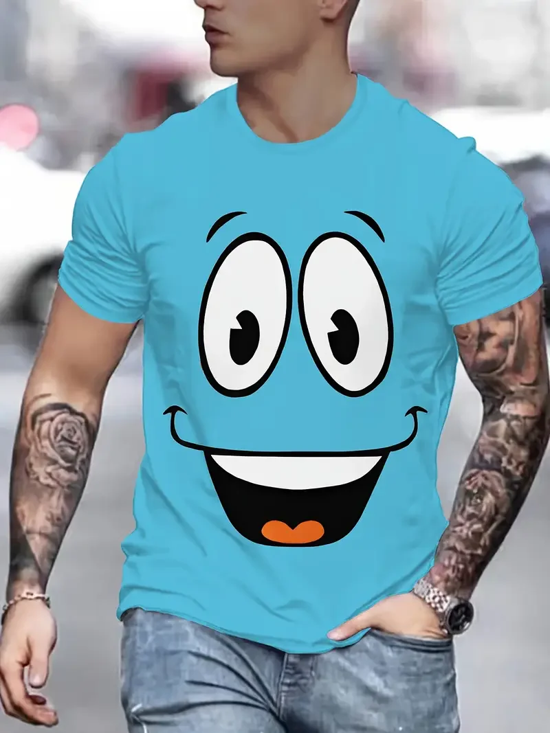 

Забавные футболки с рисунком улыбающегося лица, модная мужская одежда в стиле Харадзюку, новинка 2025, уличная футболка с улыбкой, футболки унисекс Y2k