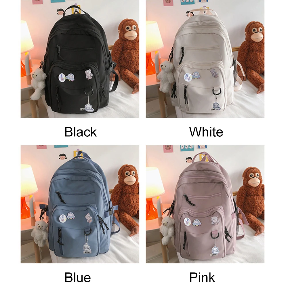 Mochila de ombro casual de bolso múltiplo, mochila universitária simples, mochila de grande capacidade, alça ajustável para escola secundária, menino e menina