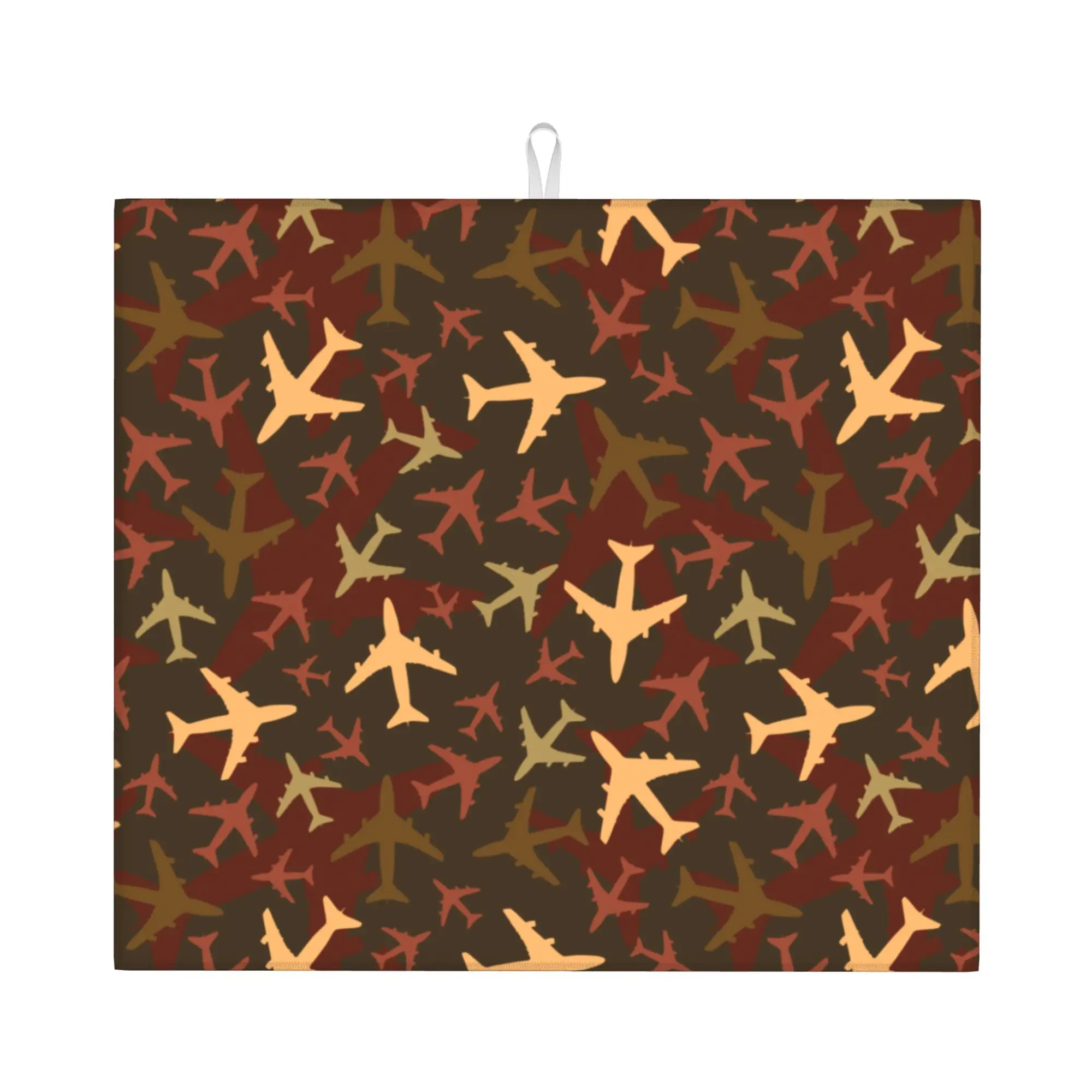 Aviation Airplane Pilot Camouflage Drying Mat For Kitchen Waterproof Oil Proof Reusable Bathroom Countertop Protector Mat