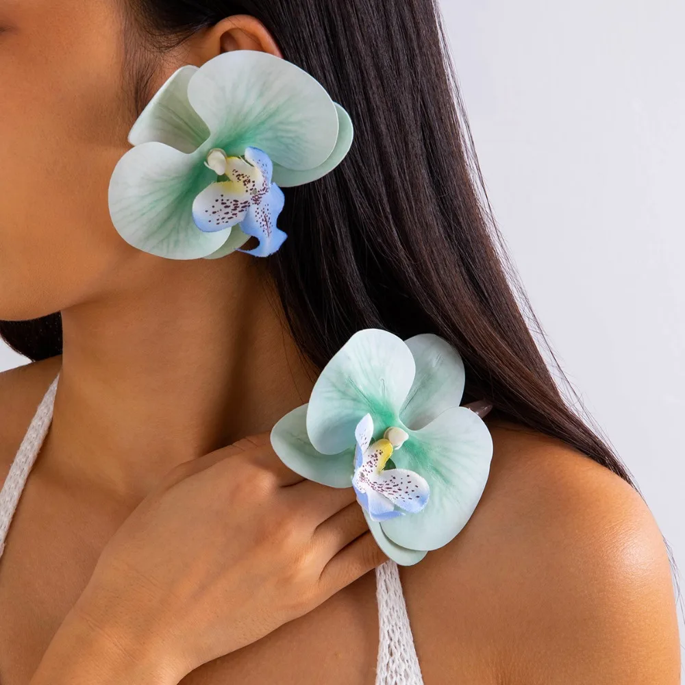 

Simulated Flower Butterfly Orchid Earrings Korean Style Jewelry Accessories Flower Earrings Exaggerated Beach Jewelry