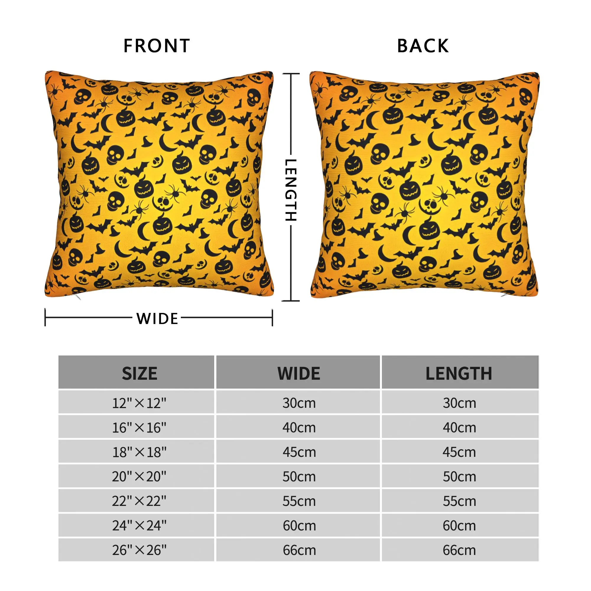 Pillow Cover Halloween Pumpkin Skull Bat Spider Moon Silhouette Seamless Pattern Orange Morden Pillow Case For Wedding Party