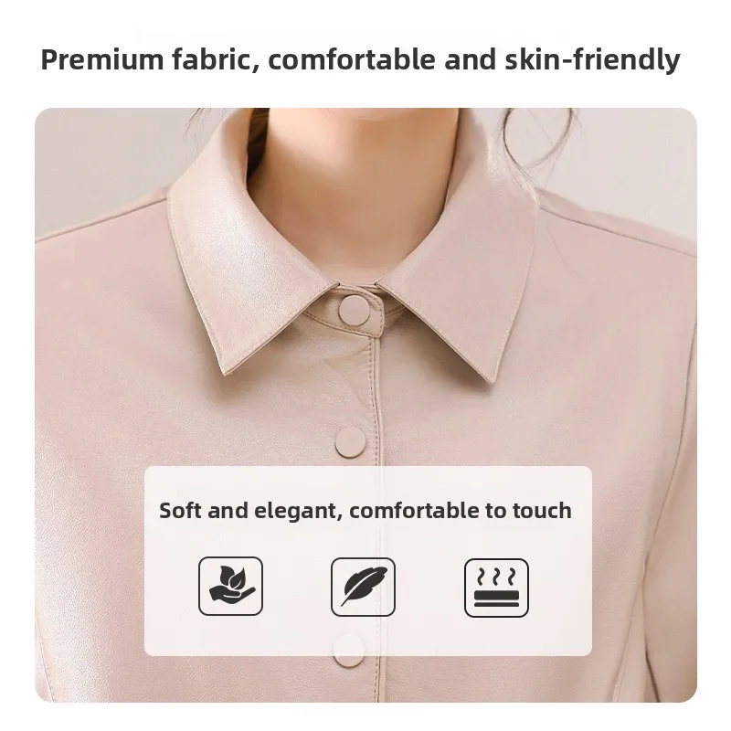 Sli Mommy Herbstmode 2024 Neue Oberbekleidung Kleine Größen Trendige Verjüngende Lederjacke für Frauen Mittleren Alters Frühling Herbst