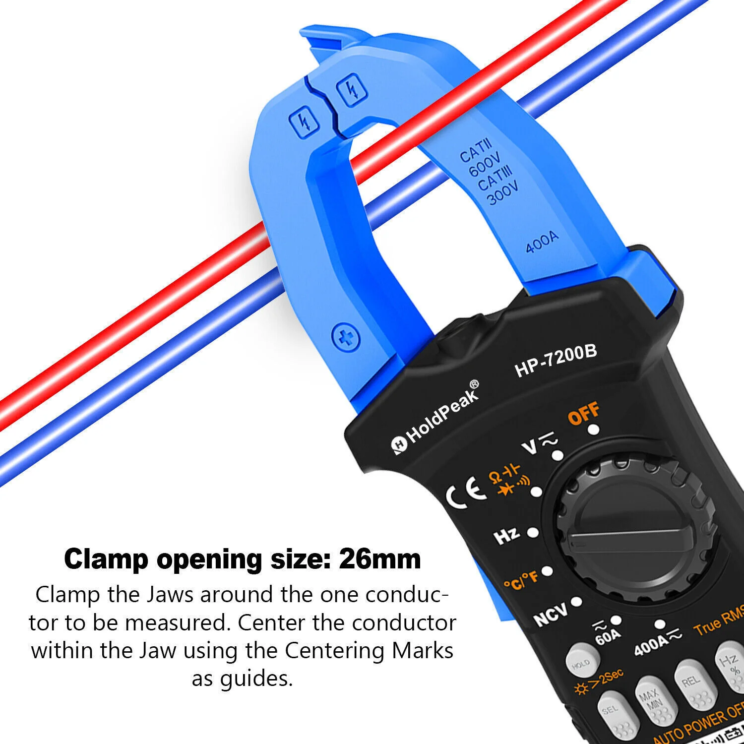 

Clamp Meter Multimeter TRMS 6000 Counts, Digital Clamp-on Ammeter for AC/DC Current Voltage Resistance Capacitor Frequency