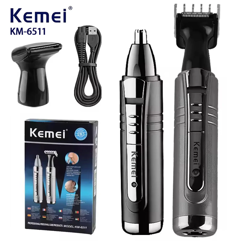 kemei-4-em-1-conjunto-aparador-eletrico-limpador-de-barba-ferramenta-aliciamento-recarregavel-nariz-cabelo-orelha-sobrancelha-trimmer-para-homem-km-6511