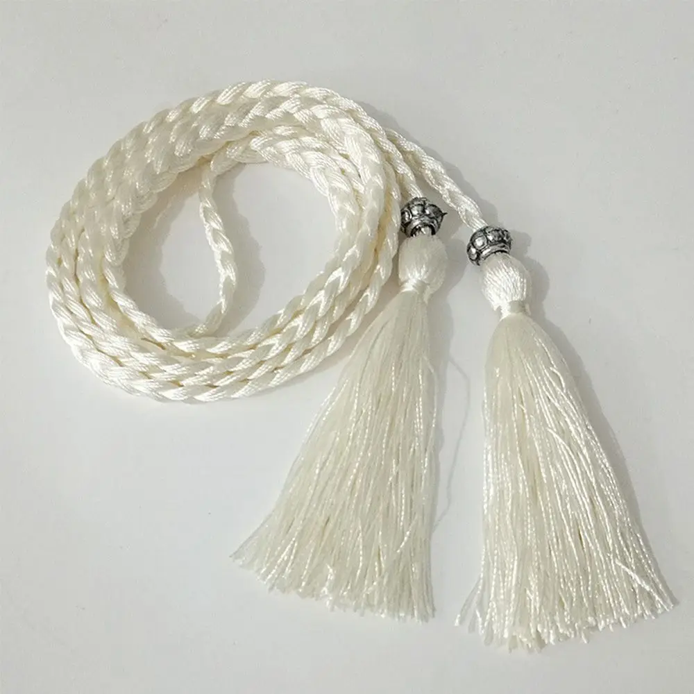 160cm Decorated Bow Tassle Waistband Woven Rope Waist Chain Braided Belts Waist Rope Tassles Belts