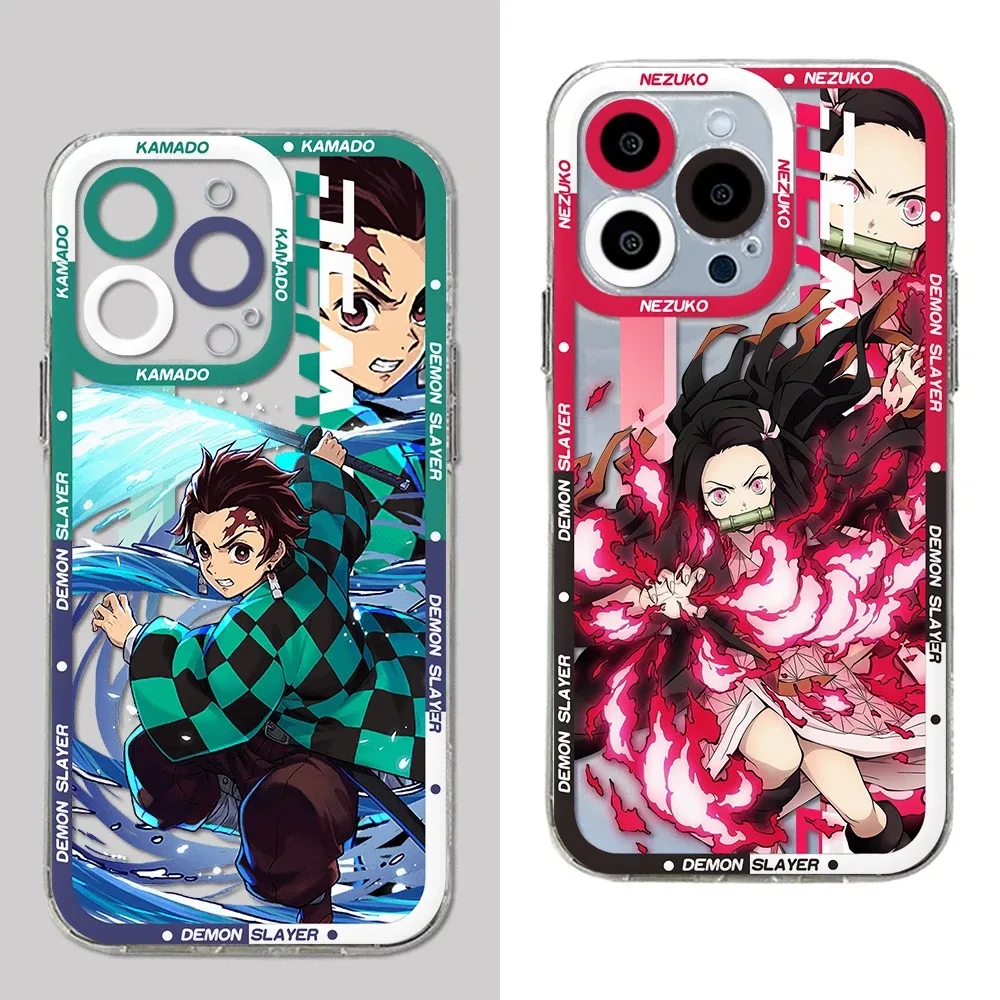 Anime Demon Slayer Phone Case For iPhone 16 15 14 13 12 11 Pro Max X XR XS 7 8 SE Plus Mini Kimetsu No Yaiba Nezuko Funda