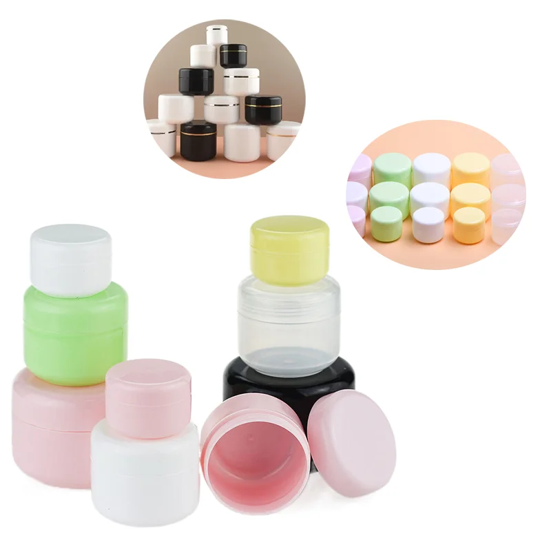 

30Pcs 10g-100g Round Plastic Cosmetics Jars with Screw Lids Liners Lotion Travel Sample Refillable Containers Makeup Face Creams