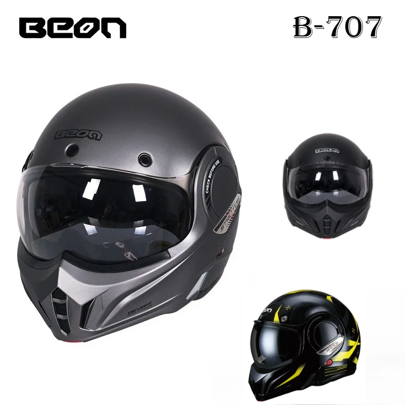 

visera casco moto BEON B-707 Winter Motorcycle Helmet Full Face Anti-Fog Locomotive Design Backflip Motorcycle Accessory