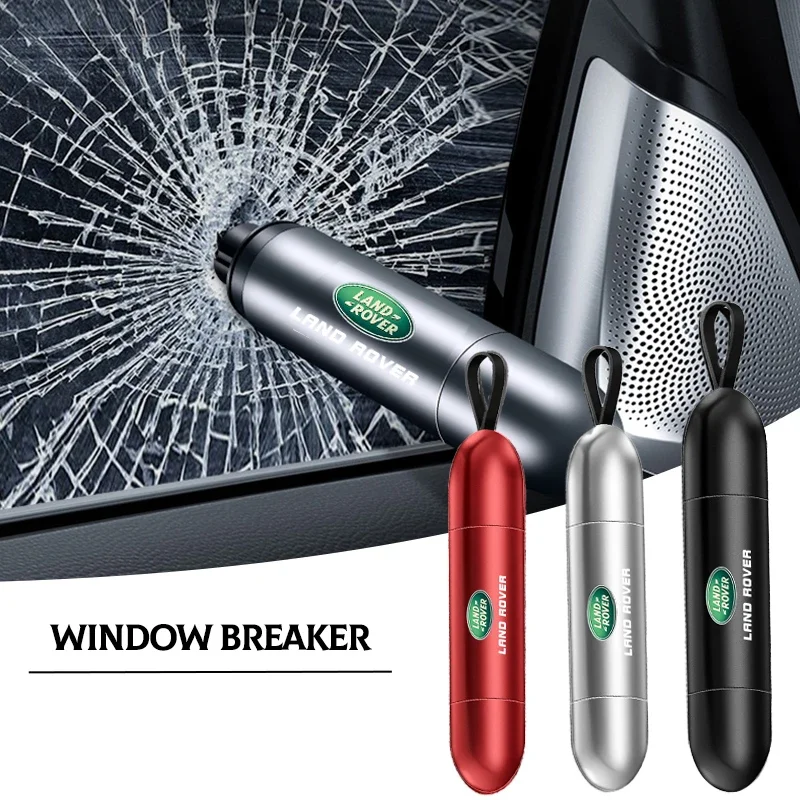 Emblema de coche 2 en 1, martillo de seguridad de emergencia, herramienta de escape que salva vidas para Land Rover Range Rover Freelander Discovery Evoque OVERFINCH