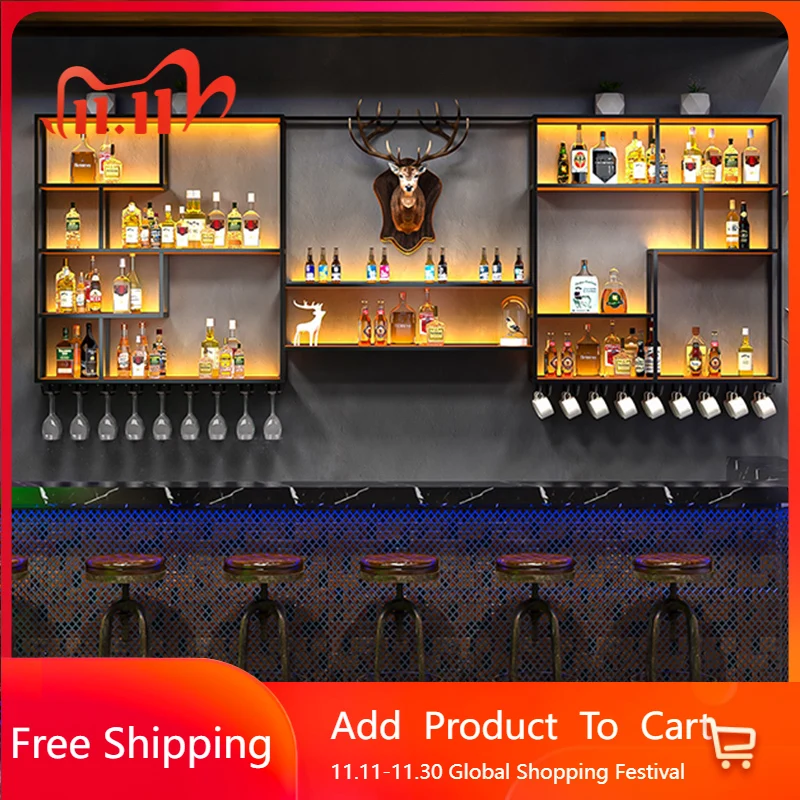 

Wall Bartender Bar Cabinet Wine Rack Shelf Kitchen Storage Display Bar Cabinet Wine Rack Luxury Drinks Vitrina Drinks Furnitures