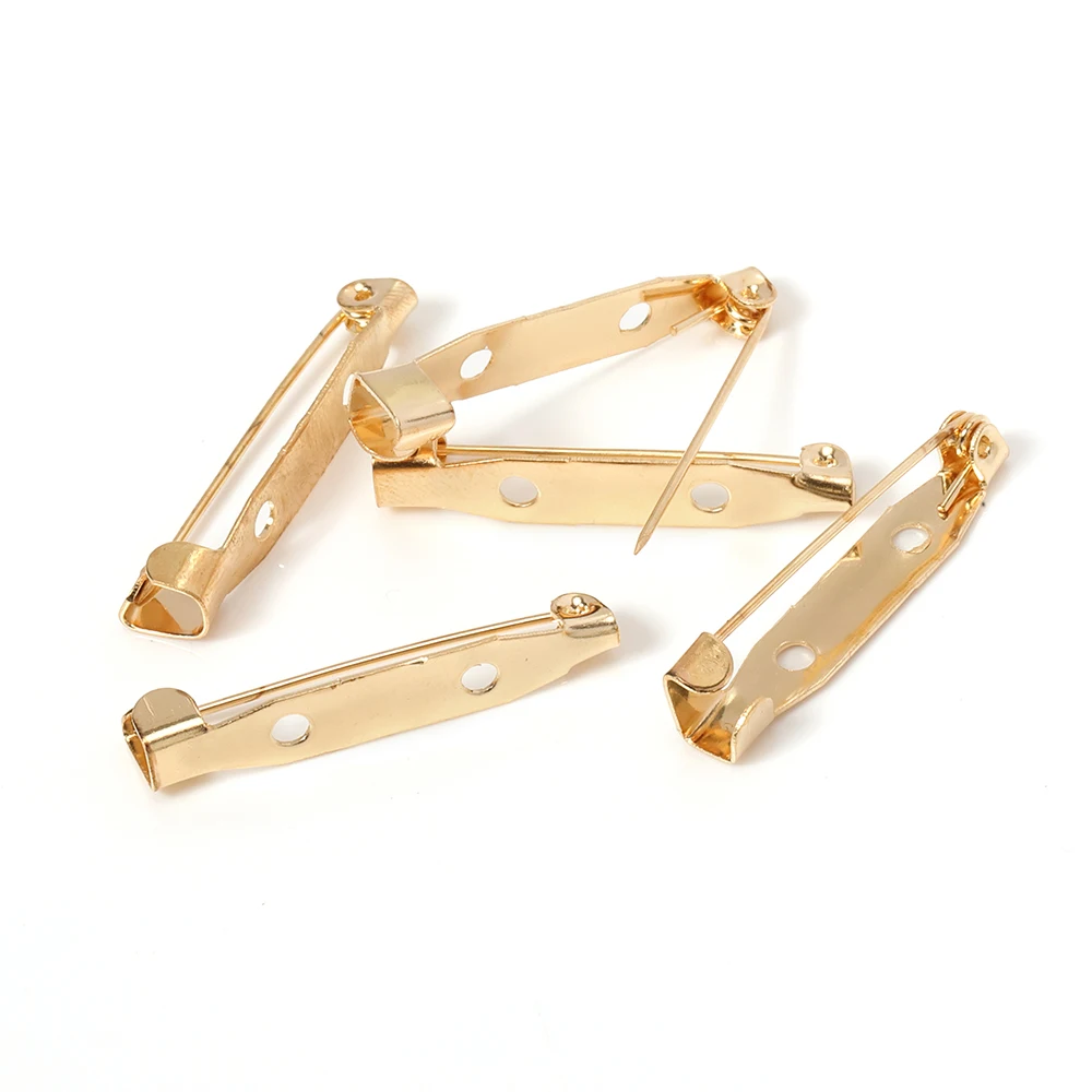 50 stücke 15-40mm Brosche Clip Basis Pins Silber/Gold Farbe Blank Safe Lock Brosche Pin Basis abzeichen Halter Für DIY Schmuck Machen – Detail 8