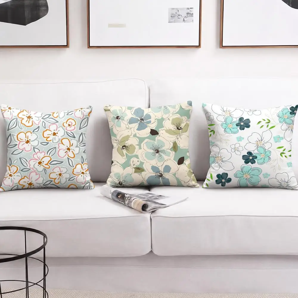 Elegant Floral Design Cushion Cover Short Plush Soft Double-Sided Printing Pillow Case Cozy Sofa Bedroom Home Decor Gift