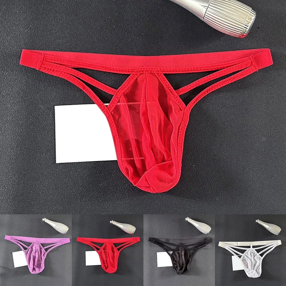 Sexy Men Mesh Transparent Lingerie Shorts Low Waist Panties Underwear Solid Briefs Breathable Hollow Pouch Elastic Mens G-string