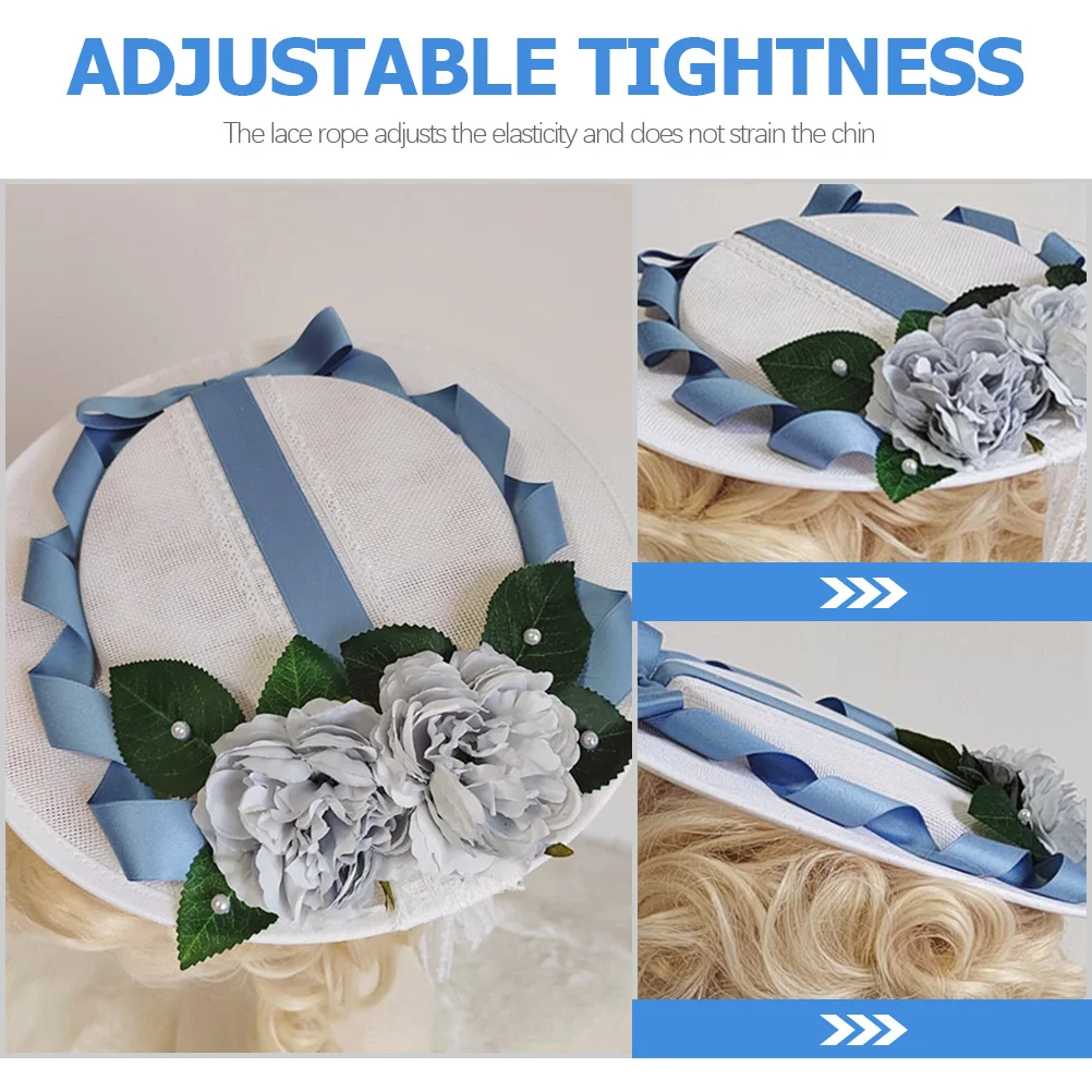 

1Pcs Fashionable Women Hat Lolita Style Flower Lace Flat Cap Tea Party Decoration All Seasons Summer Dress Up Accessory