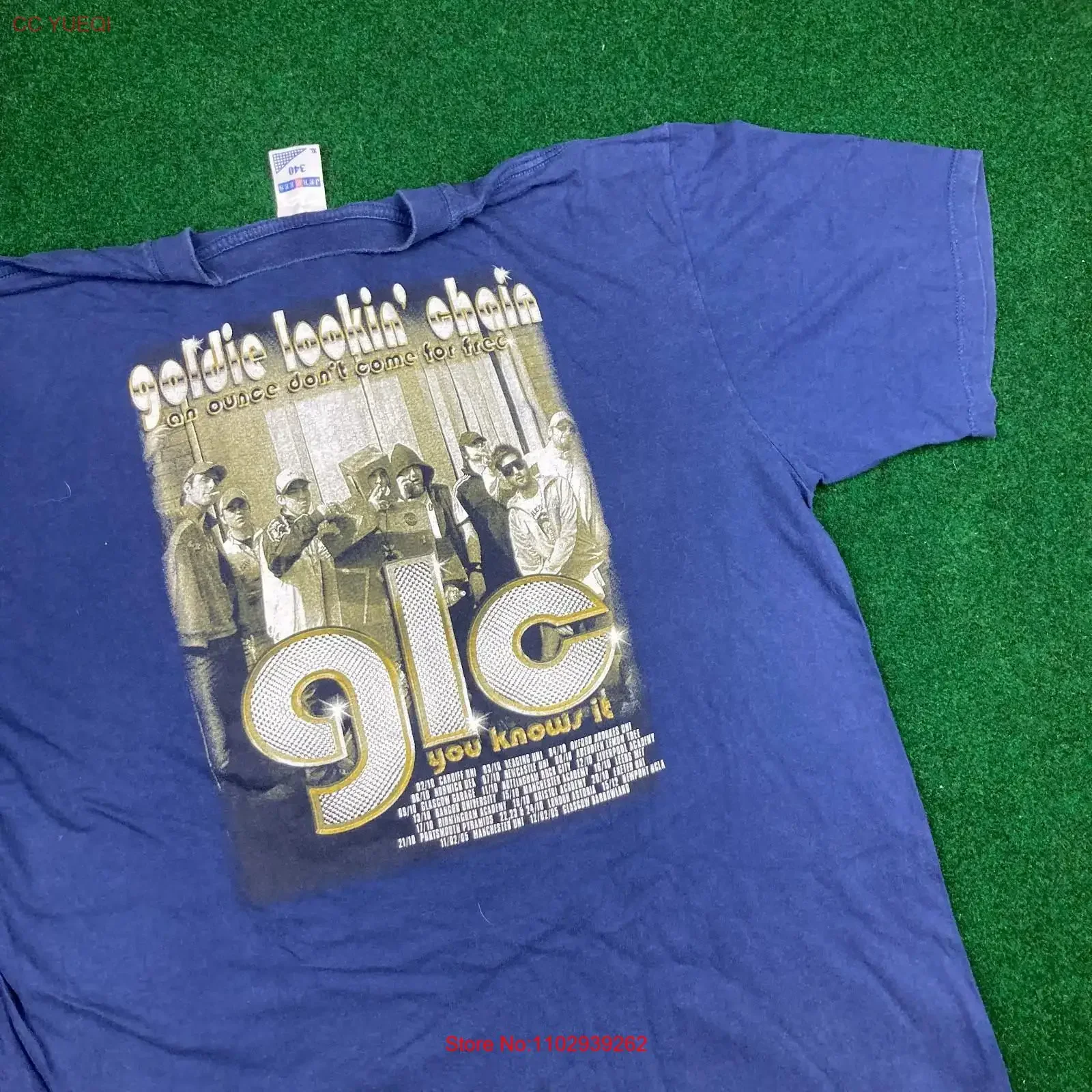 T-shirt vintage GLC pour homme, taille XL, bleu, 2005 You Knows It Tour Goldie Lookin Chain, style streetwear légèrement graphique, effet délavé