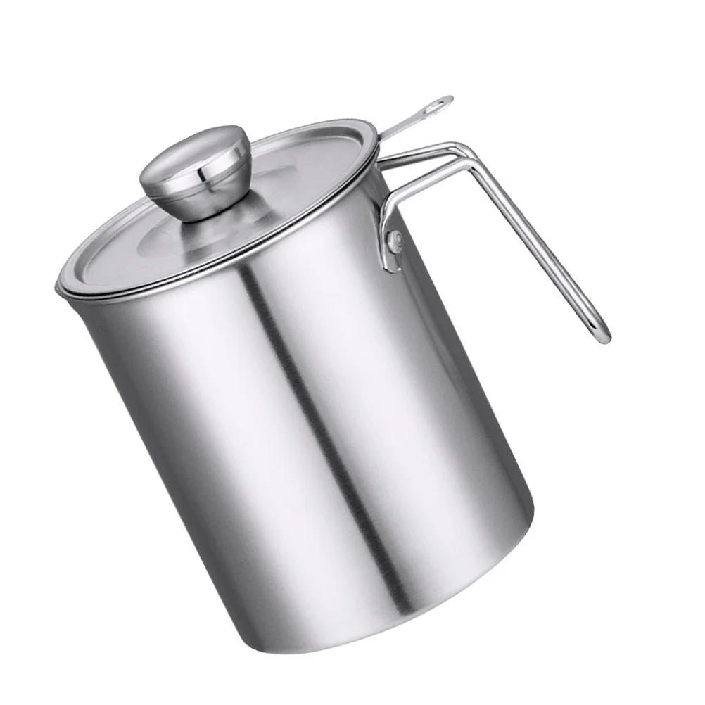 

Stainless Steel Oil Strainer Pot Fine Mesh Filter For Grease Bacon Soybean Milk Kitchen Storage Container Oil Filter Pot