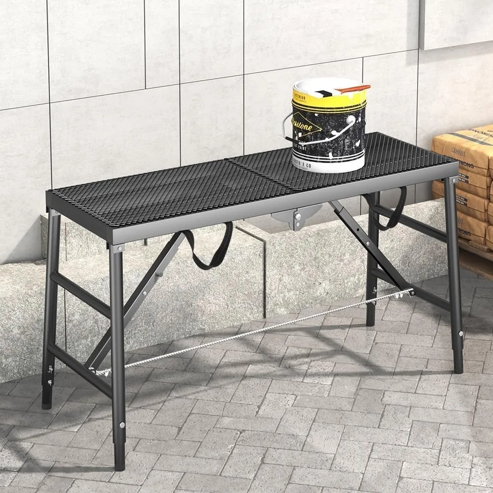 منصة عمل محمولة شديدة التحمل مع 5 ارتفاعات قابلة للتعديل، 31-46 بوصة، سعة 660 رطل