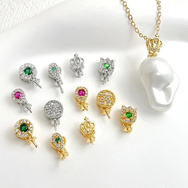 

3 Pieces Brass Plated with 18K Gold Zircon Inlaid Pendant DIY Makes Fashionable Jewelry, Necklaces, Bracelets, Accessory