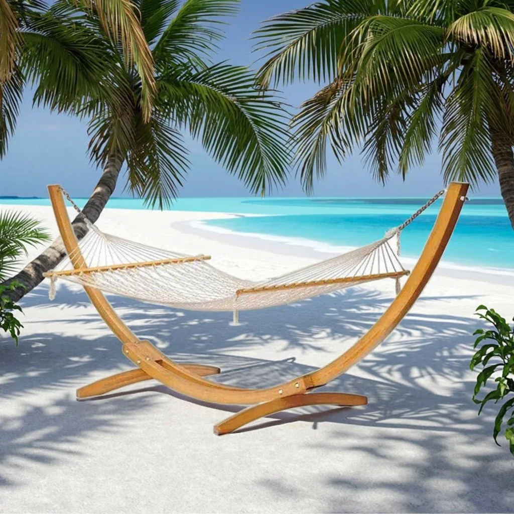 High quality outdoor luxury portable camping lounge chair factory garden hanging wood hammock hotel