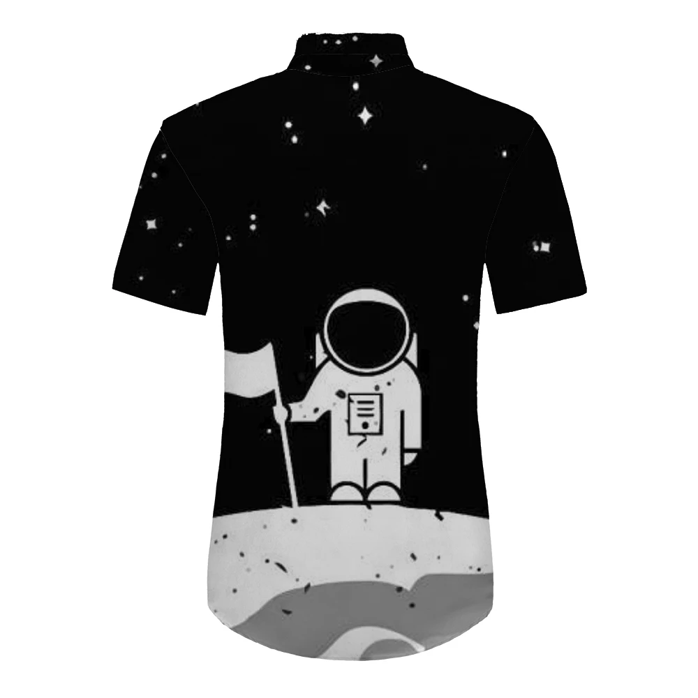 Fashion HD 3D Printed Creative Astronaut Shirt Man Street Style Personality Harajuku Round Neck Short Sleeve Comfortable Top