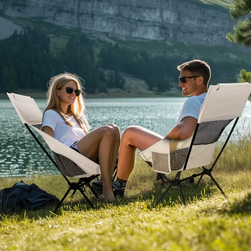 

Portable Camping Chair Lightweight Folding Moon Chair Detachable Oxford Fabric Outdoor Chair for Travel Fishing BBQ Garden Use