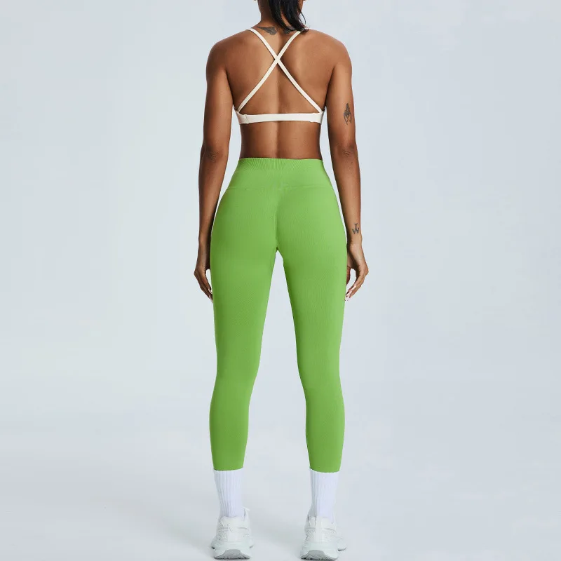 

YJ-Nude Feel Workout Clothes Suit Beauty Back Exercise Underwear Hip Lifting Yoga Trousers Skinny Running Sports Suit