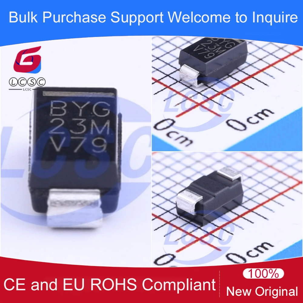20Pcs/Original BYG23M-E3/TR Ultrafast Avalanche SMD Rectifier 1.7V 1A 1kV 75ns 1.5A SMA DO-214AC Marking Code BYG23M